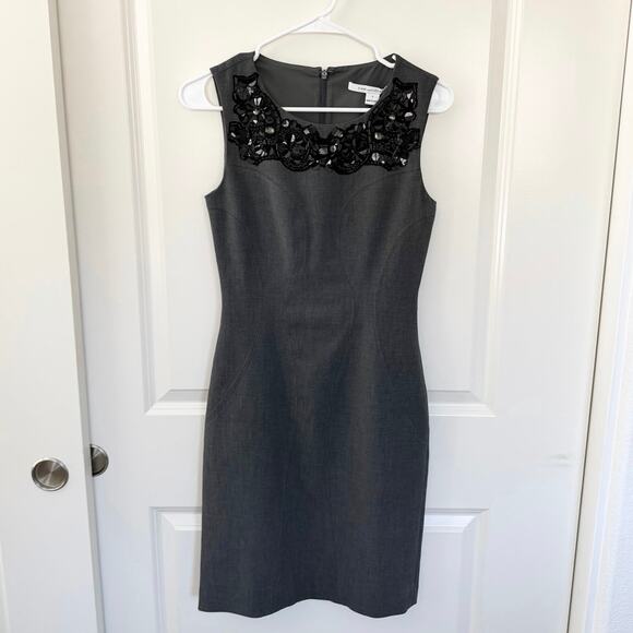 Diane Von Furstenberg Dresses & Skirts - Diane Von Furstenberg Bejeweled Career Wear Sheath Dress Gray 2